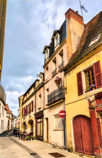 Old stone facades with windows in France