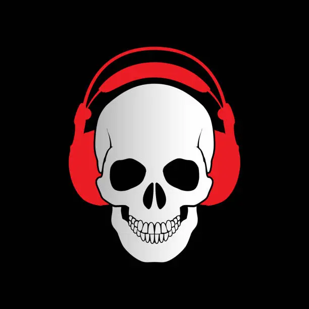 Vector illustration of Skull with Headphones