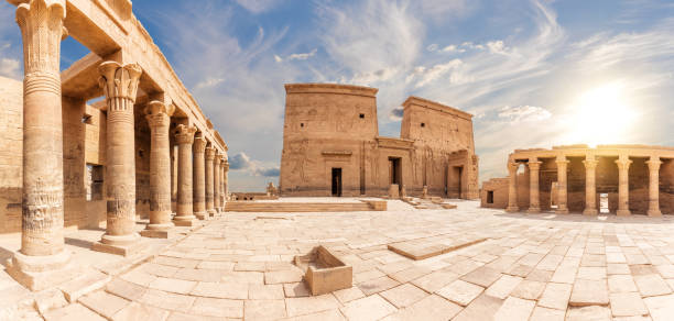 istock Philae Temple complex inner yard full view, Agilika island, Aswan, Egypt 1368452598