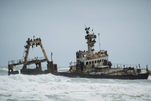 istock Sunken trawler, shipwreck. Old rusty metal ship Zeila at Skeleton Coast Namibia 1368453641
