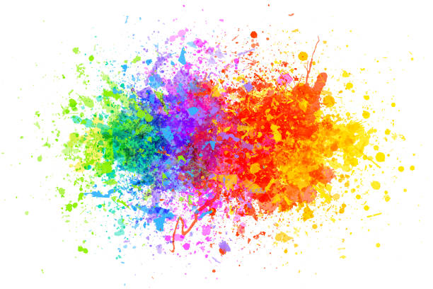 Rainbow paint confetti explosion vector art illustration