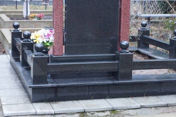 istock one black granite decorative barrier at the marble monument 1368454493