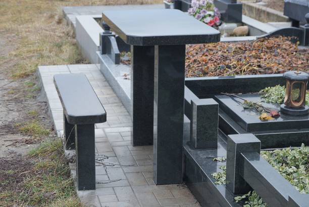istock black bench and table of stone and marble 1368454609