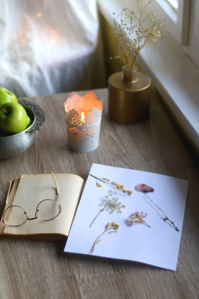 istock Book, Glasses, Herbarium, Apples and Candle 1368456919