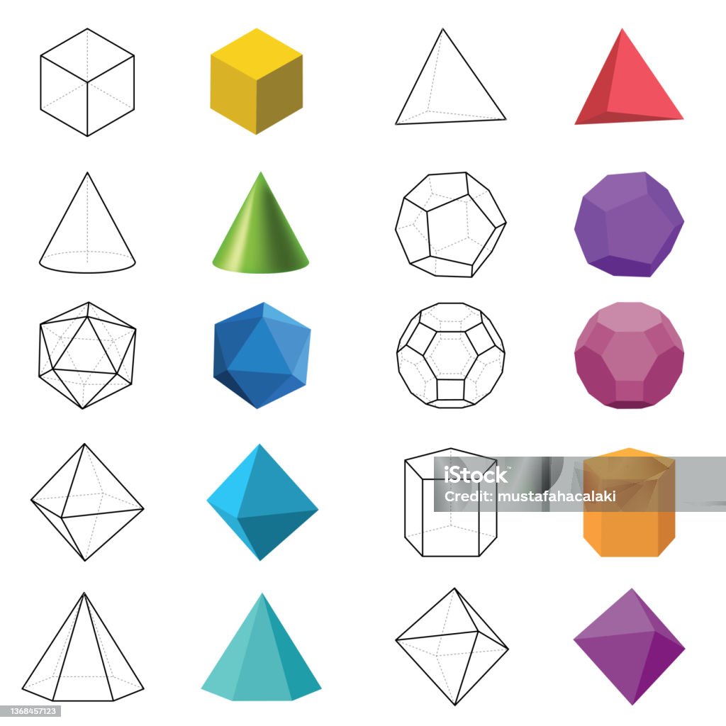 Three Dimensional Solids Set Stock Illustration - Download Image Now ...