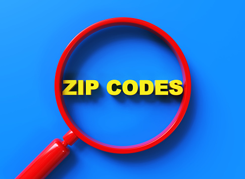 Zip Codes written in Magnifying Glass