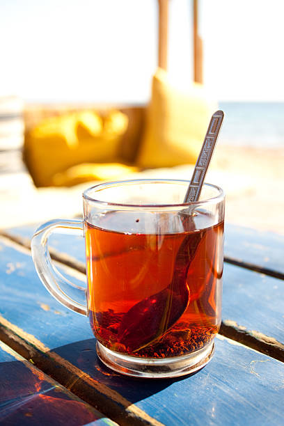 bedouin tea on the table in a beach cafe in Dahab, Egypt