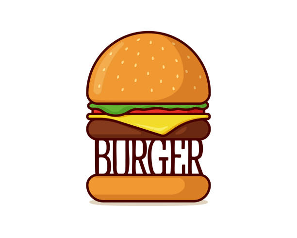 istock Burger fast food isolated logo. Hamburger logotype with tomato, bow, greens, juicy fried beef cutlet, cheese slice in toasted bun with sauce. Cheeseburger badge flat vector illustration 1368463307