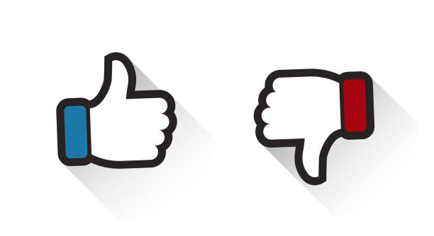 thumbs up and down with shadow. like dislike symbol set. vector illustration vector art illustration