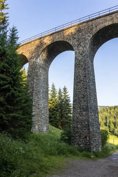 Chmaros viaduct in summer, Telgart, Slovakia. Unique technical landmark and popular tourist spot.