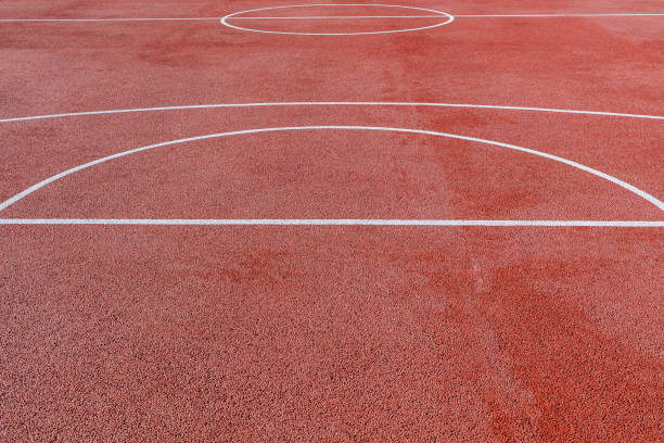 istock Garnet basketball half-court. Front view. Copy space. 1368474876
