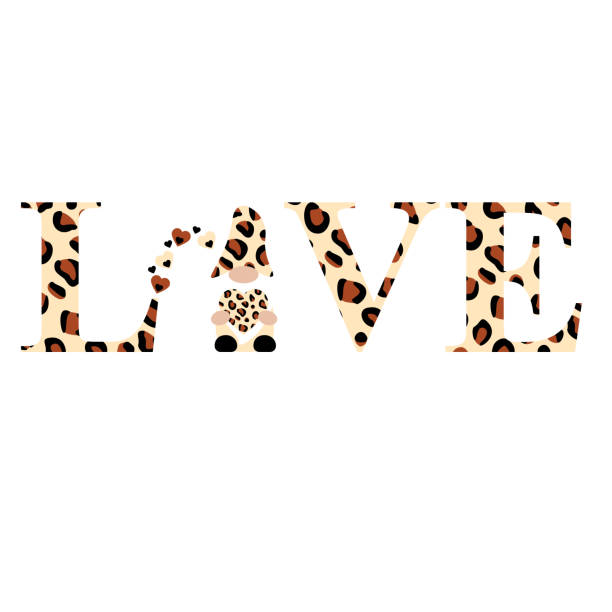 istock simple leopard love with heart. Vector illustration with gnome. Heart with leopard print. wild animal skin background. Valentines Heart. Trendy animal print. realistic skin into a heart. 1368476031