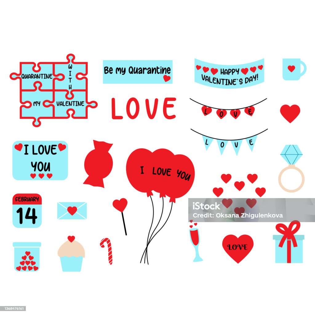 Set Of Cute Vector Love Stickers For Planner Scrapbooking Collection With  Elements For Valentines Day Romantic Doodle Vector Elements Vector  Illustration Stock Illustration - Download Image Now - iStock
