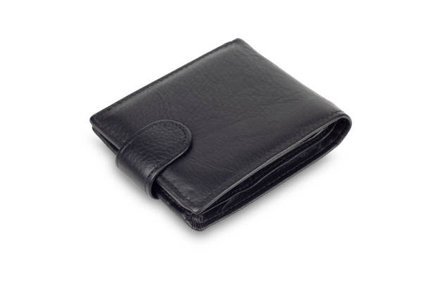 istock men's, leather black wallet, isolated from the background, on a white background 1368477085