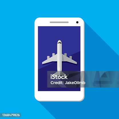 istock Airplane Smartphone Icon Flat 1368479826