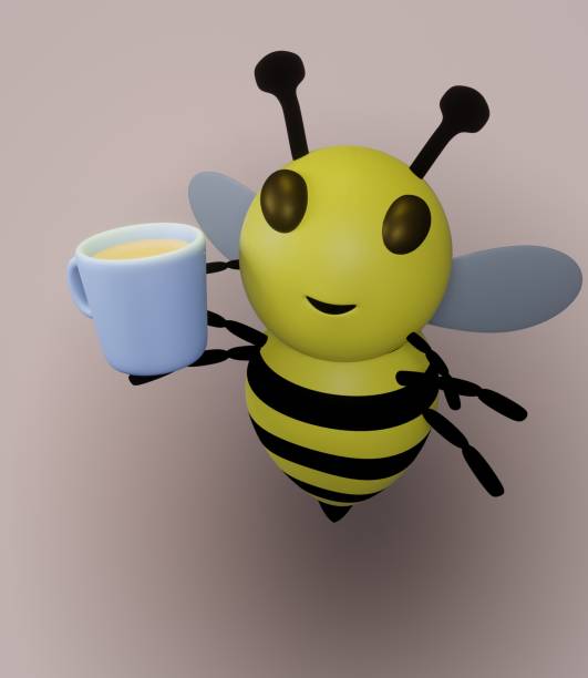 istock Bee and Mug and Coffee and Orange Background 1368483040