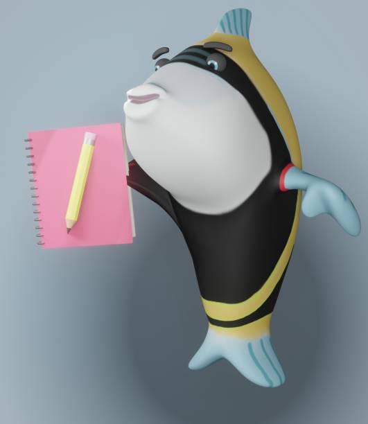 istock Fish and Pencil and Blue Background 1368483293