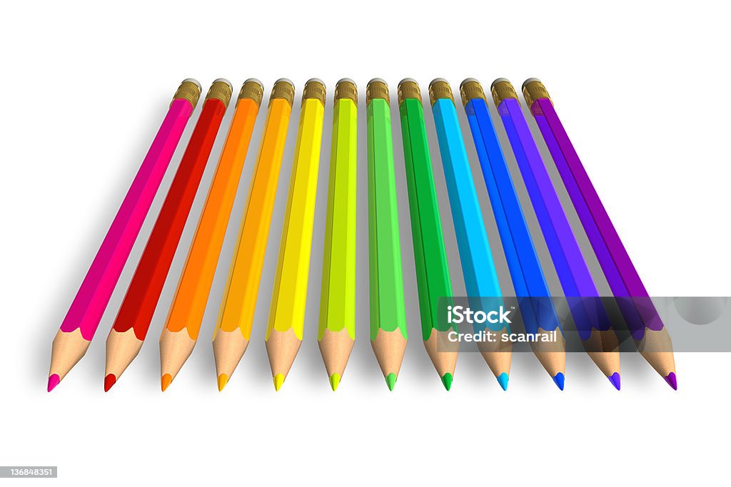 Fila de rainbow Lápices - Foto de stock de Afilado libre de derechos