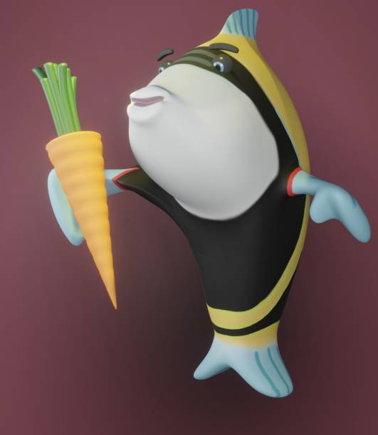 istock Fish and Carrot and Red Background 1368483940