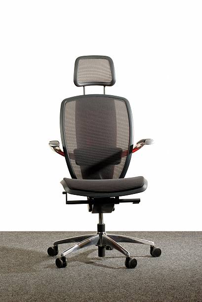 stylish red and gray office chair stock photo