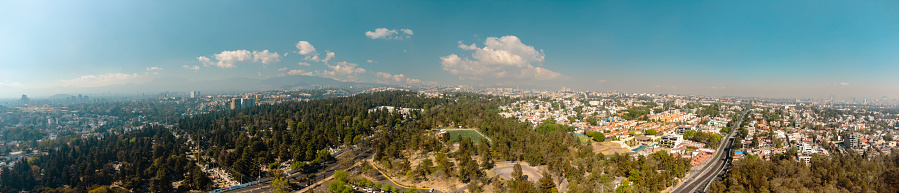Cityscape, south of Mexico City with parks