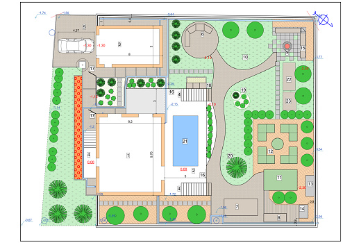 Landscaping. Garden design. Illustration of garden plots plans.