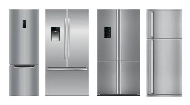 Vector illustration of Realistic modern kitchen refrigerators and fridges