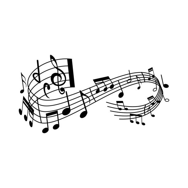 ilustrações de stock, clip art, desenhos animados e ícones de music sounds wave, musical notes, treble - musical staff musical note music musical symbol