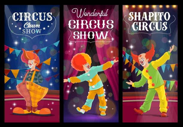 shapito zirkusclowns und harlekinfiguren - jester clown harlequin bizarre stock-grafiken, -clipart, -cartoons und -symbole