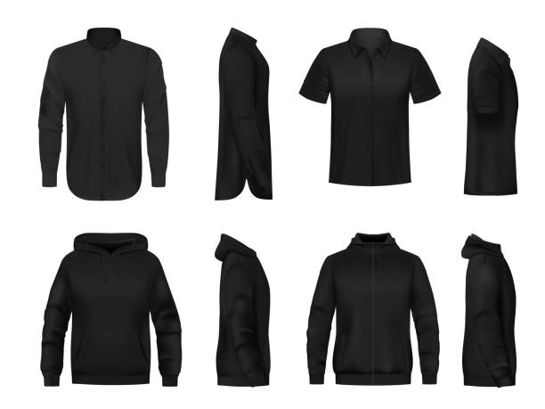 istock Man black clothing, shirt with long, short sleeves 1368496547