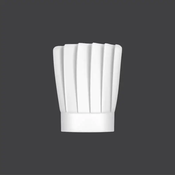 Vector illustration of Realistic chef hat, cook cap or baker toque