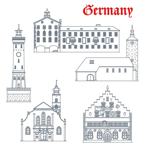 Vector illustration of Germany, Lindau architecture building landmarks