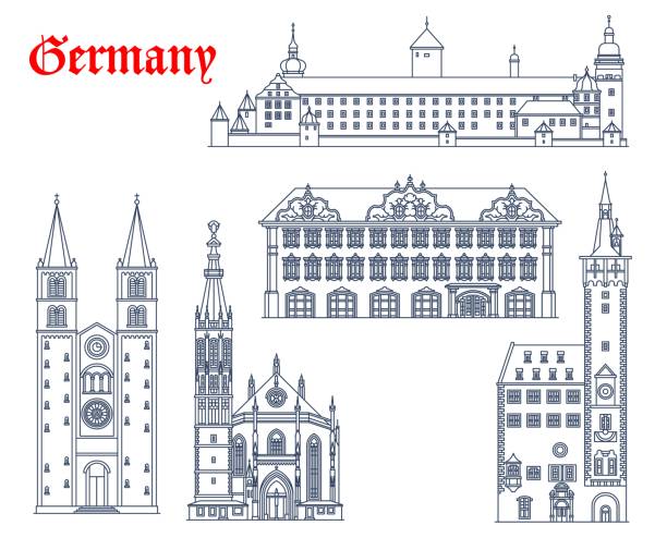 germany, wurzburg travel architecture, churches - bayern 幅插畫檔、美工圖案、卡通及圖標