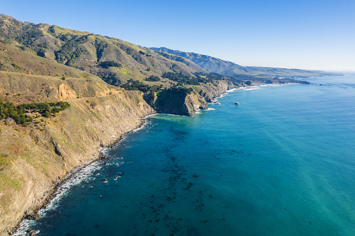 Southern California Scenic Coastline Aerial Photo. Cambria, United States of America.