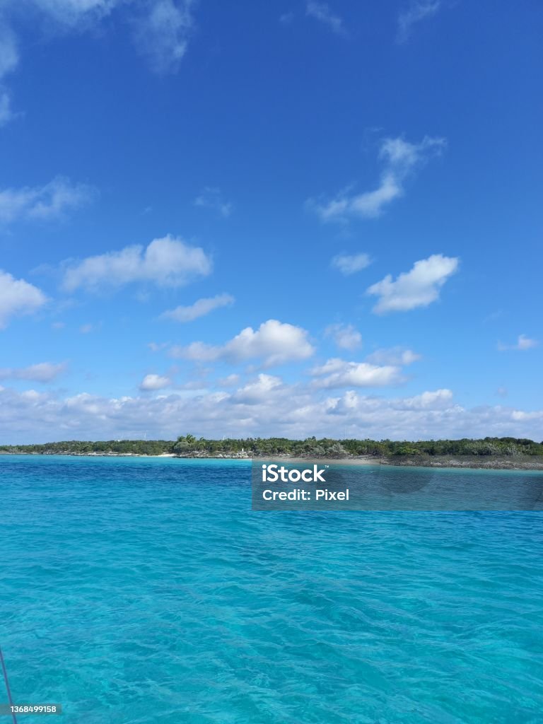 The Exumas Boat travelling in Bahamas Abaco Islands Stock Photo