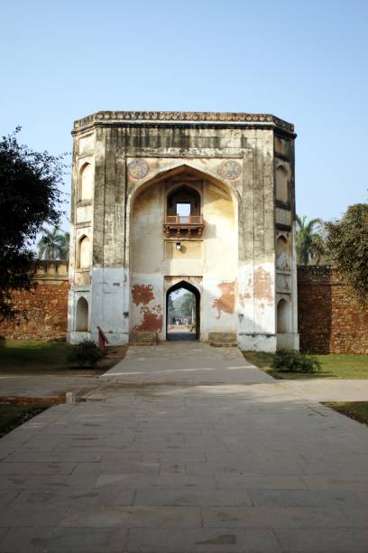 Bu Halima Gate at Humayun's Tomb, New Delhi. stock photo