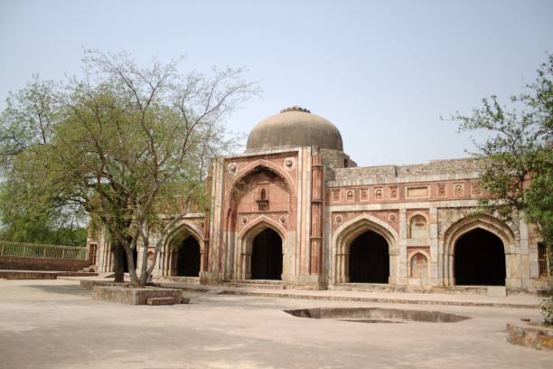 Mosque at Jamali-Kamali's Tomb in Mehrauli Archaeological Park, New Delhi. stock photo