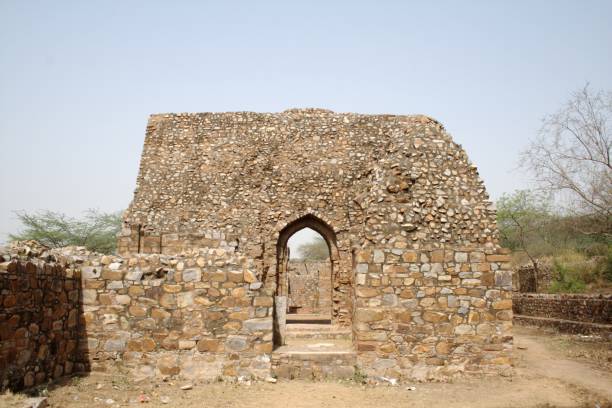Gateway to Balban's Tomb at Mehrauli Archaeological Park, New Delhi. stock photo