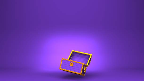 istock Purple treasure chest on purple copy space. 1368502401