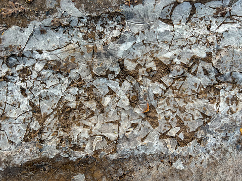 A frozen mud soil with ice.