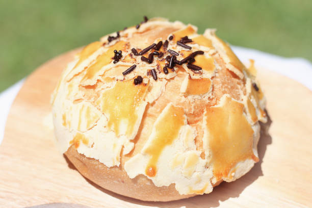istock Chocolate bread, cake with flakes isolated on nature background 1368513843