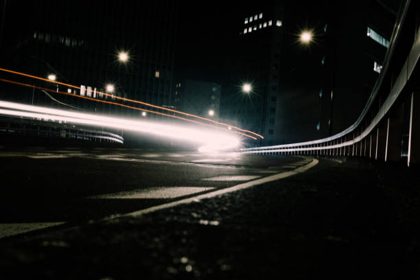 istock Highway road at night ,Light trails 1368517388