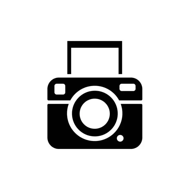 Vector illustration of Polaroid camera icon vector isolated on white, sign and symbol illustration.
