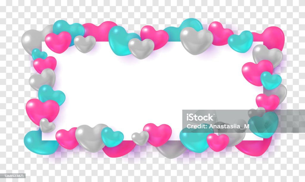 Retangle Heart Shape Frame Rectangular Shaped Frame Made Of Realistic Glossy Hearts Stock ...