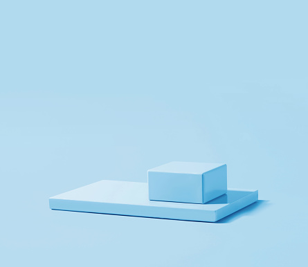 Blank mini podium for product display on pastel background