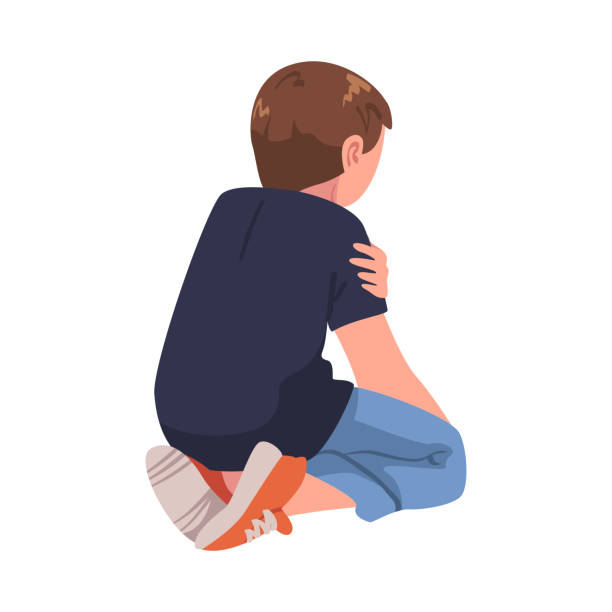 istock Sad Teen Boy Sitting with Bend Knees Suffering from Abuse and Bullying Vector Illustration 1368530423