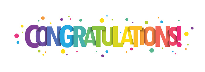 CONGRATULATIONS! colorful vector typography banner with dots