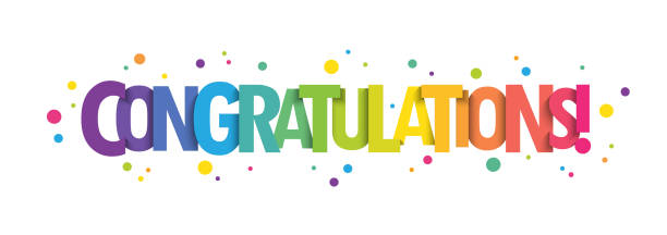 CONGRATULATIONS! colorful typography banner CONGRATULATIONS! colorful vector typography banner with dots congratulating stock illustrations