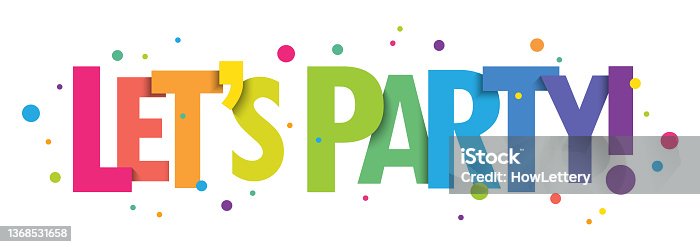 istock LET'S PARTY! colorful typography banner 1368531658