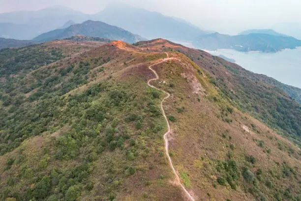 Photo of Amazing trail footpath in the popular hiking location, Ling Wui Shan, Lantau Island, Hong Kong